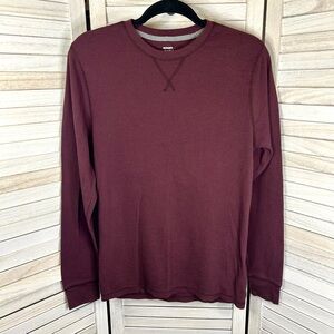 Old Navy Men’s Soft Washed Waffle Knit Raglan Long Sleeve Shirt Maroon Medium